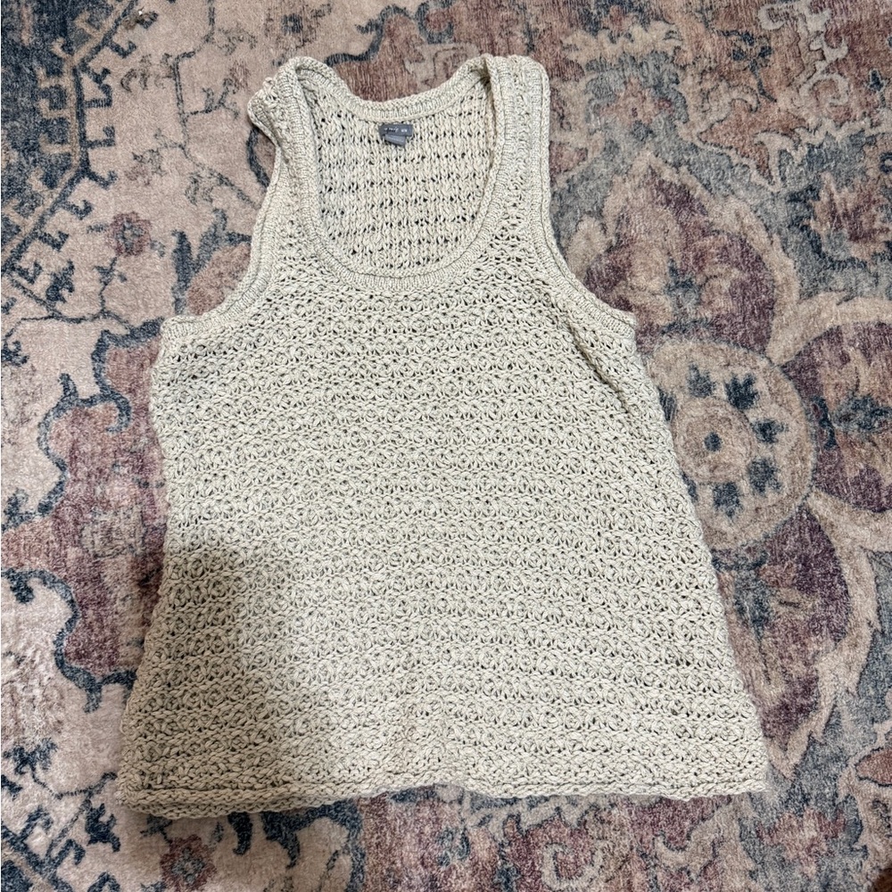 aerie Cream Crochet Open-Knit Tank